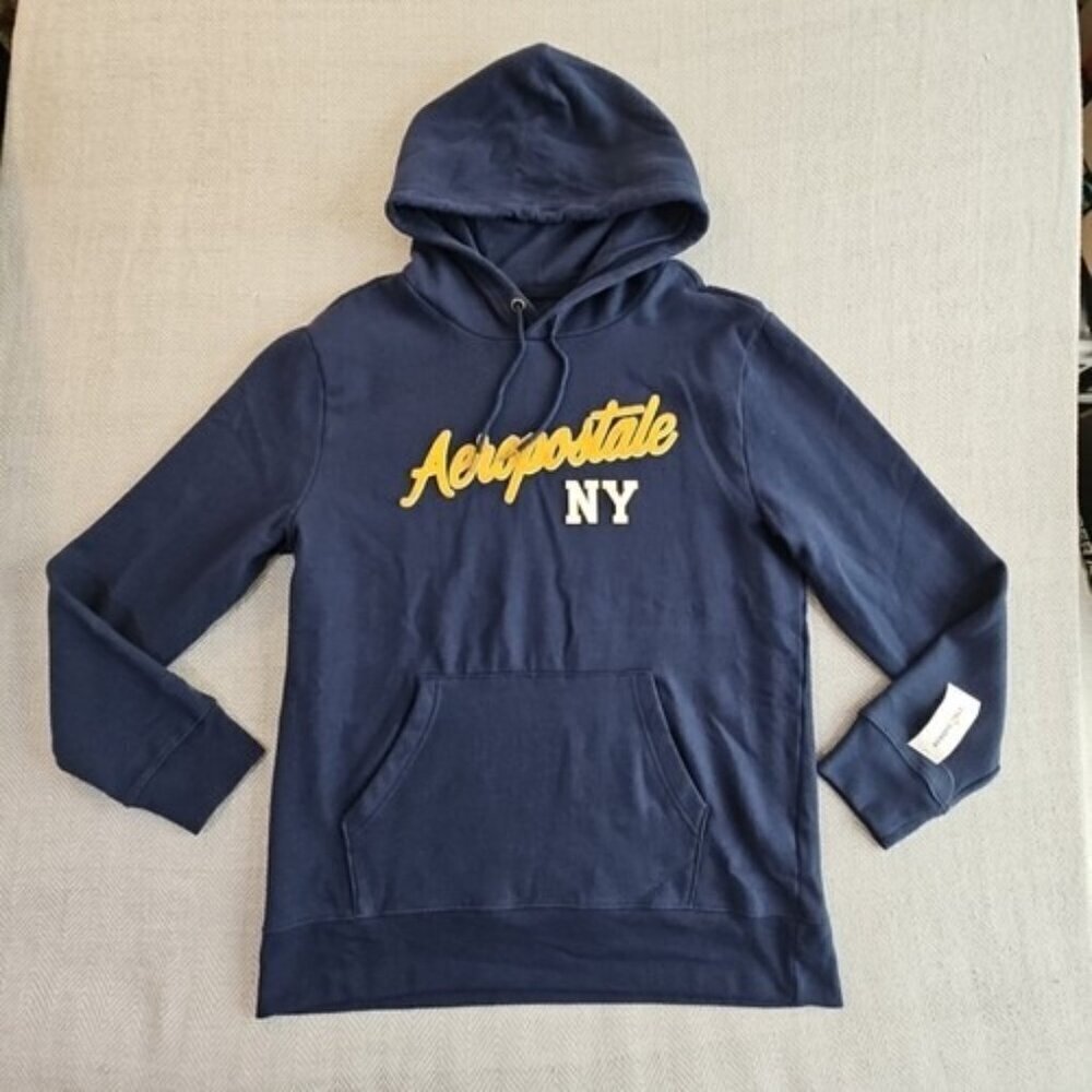 Aeropostale NY Long Sleeve Men's XL Hoodie Navy Blue Kangaroo Pocket NWT NEW